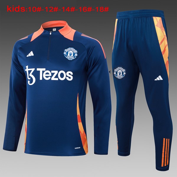 Niños Sudadera De Training Manchester United 2024-25 Azul Naranja 3